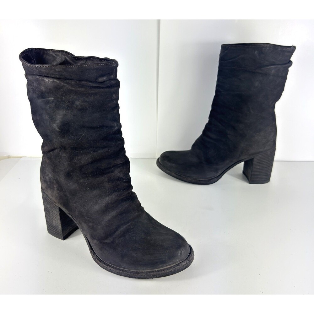 Officine Creative Slouch Boots Black Leather Heeled Distress EU 38.5 US 8.5 $795